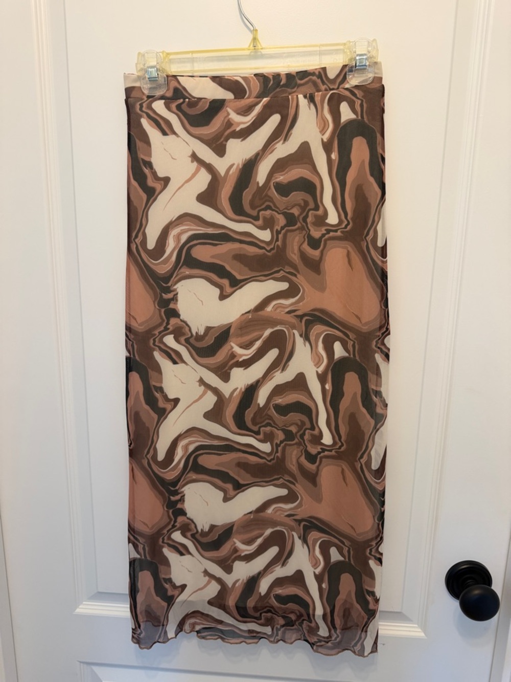 stradivarius Brown Marble Print Pencil Skirt